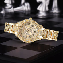 Load image into Gallery viewer, Full Diamond Roman Literal Steel Strap Quartz Watch