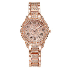 Load image into Gallery viewer, Full Diamond Roman Literal Steel Strap Quartz Watch