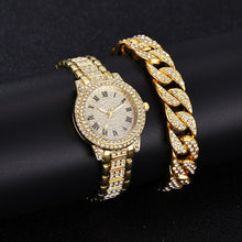 Load image into Gallery viewer, Full Diamond Roman Literal Steel Strap Quartz Watch