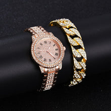 Load image into Gallery viewer, Full Diamond Roman Literal Steel Strap Quartz Watch