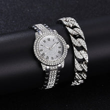 Load image into Gallery viewer, Full Diamond Roman Literal Steel Strap Quartz Watch