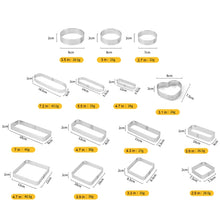 Load image into Gallery viewer, BN1006 Stainless Steel Mousse Circle Thickened Perforated Cake Mold DIY Baking Tools, Love(3.1 inches), Rectangle(4.3 inches), Rectangle(4.7 inches), Rectangle(7 inches), Square(2.9 inches), Square(3.3 inches), Square(3.9 inches), Square(4.7 inches)   ...