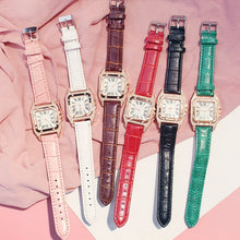 Load image into Gallery viewer, Women Fashion Tonneau Square Strap Quartz Watch, White, Red, Black, Brown+Bracelet, Green+Bracelet, Black+Bracelet, Pink+Bracelet