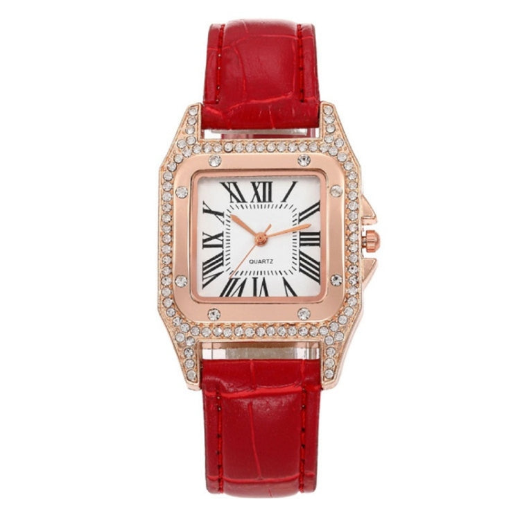 Women Fashion Tonneau Square Strap Quartz Watch, White, Red, Black, Brown+Bracelet, Green+Bracelet, Black+Bracelet, Pink+Bracelet