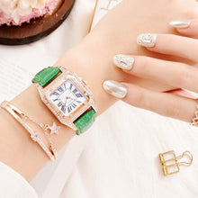 Load image into Gallery viewer, Women Fashion Tonneau Square Strap Quartz Watch, White, Red, Black, Brown+Bracelet, Green+Bracelet, Black+Bracelet, Pink+Bracelet