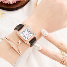Load image into Gallery viewer, Women Fashion Tonneau Square Strap Quartz Watch, White, Red, Black, Brown+Bracelet, Green+Bracelet, Black+Bracelet, Pink+Bracelet