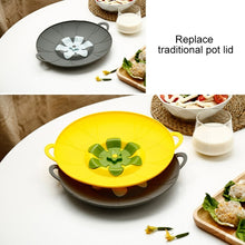 Load image into Gallery viewer, Silicone Flower Spill-proof Pot Lid Rotatable Pot Lid Kitchen Gadget, Size:, 23cm Yellow, 23cm Gray, 29cm Yellow, 29cm Gray