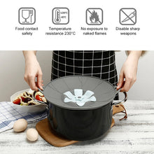 Load image into Gallery viewer, Silicone Flower Spill-proof Pot Lid Rotatable Pot Lid Kitchen Gadget, Size:, 23cm Yellow, 23cm Gray, 29cm Yellow, 29cm Gray