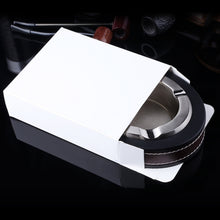 Load image into Gallery viewer, HONEST Cigar Ashtray Metal Cowhide Leather Personalized Ashtray, Silver, Black+Black, White+Black skin, Gold