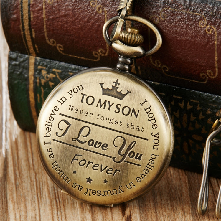 Engraved Vintage Commemorative Quartz Pocket Watch Round Watch, Style: