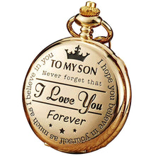 Load image into Gallery viewer, Engraved Vintage Commemorative Quartz Pocket Watch Round Watch, Style:, Grandpa, Husband, Hushand (Silver), Grandson (Black), I Love You (Gold), I Love You (Silver), I Love You (Black), Forever (Gold), Forever (Silver), Forever (Black)                 ...