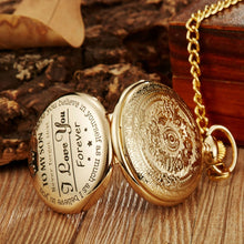 Load image into Gallery viewer, Engraved Vintage Commemorative Quartz Pocket Watch Round Watch, Style:, Grandpa, Husband, Hushand (Silver), Grandson (Black), I Love You (Gold), I Love You (Silver), I Love You (Black), Forever (Gold), Forever (Silver), Forever (Black)                 ...