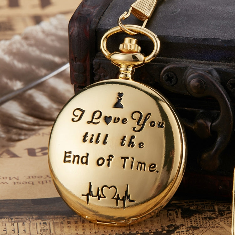 Engraved Vintage Commemorative Quartz Pocket Watch Round Watch, Style: