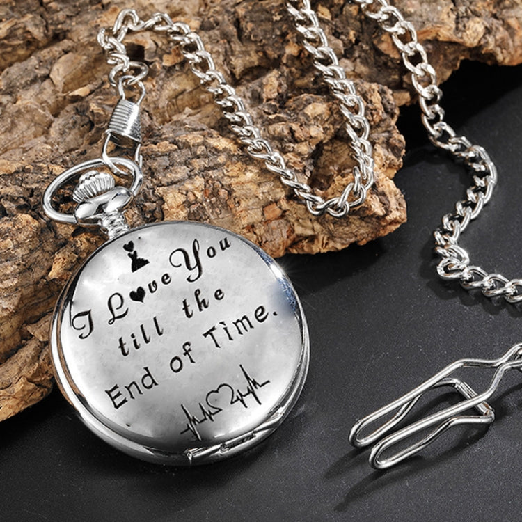 Engraved Vintage Commemorative Quartz Pocket Watch Round Watch, Style: