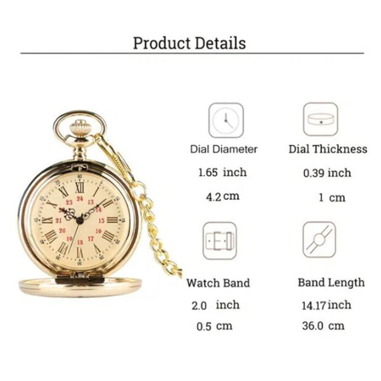 Engraved Vintage Commemorative Quartz Pocket Watch Round Watch, Style: