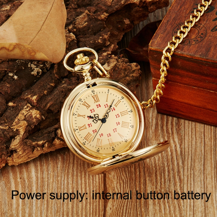 Engraved Vintage Commemorative Quartz Pocket Watch Round Watch, Style:
