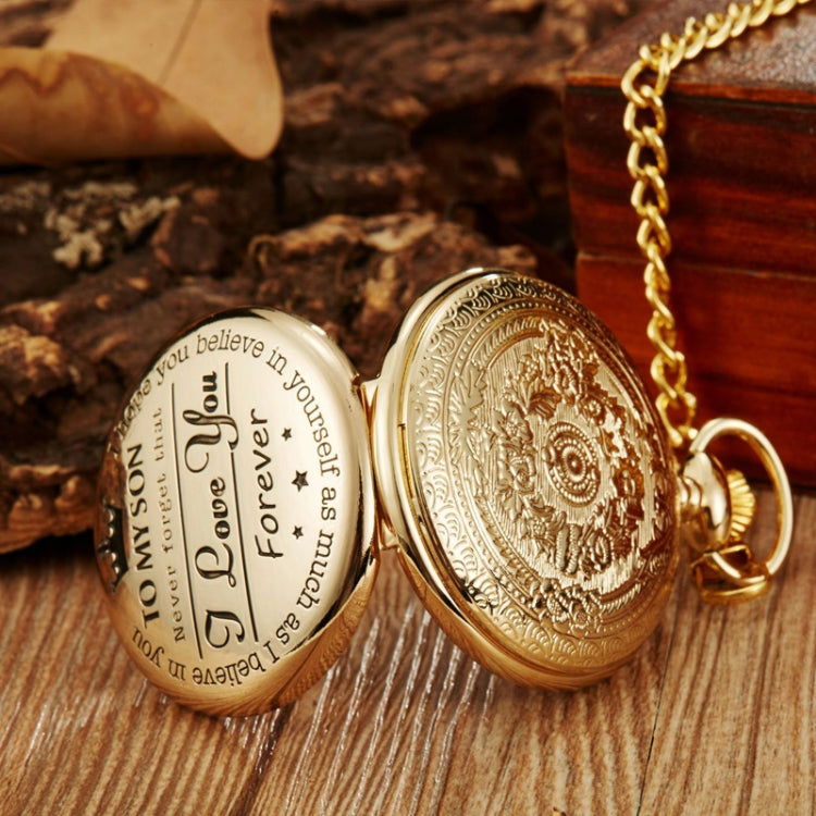 Engraved Vintage Commemorative Quartz Pocket Watch Round Watch, Style: