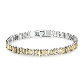 Sparkling Cubic Zirconia Bracelet Gold Plated Copper Jewelry, YIB055-17L, YIB055-19L, YIB055-17LCP, YIB055-19LCP, YIB055-17LVT, YIB055-19LVT