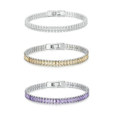 Load image into Gallery viewer, Sparkling Cubic Zirconia Bracelet Gold Plated Copper Jewelry, YIB055-17L, YIB055-19L, YIB055-17LCP, YIB055-19LCP, YIB055-17LVT, YIB055-19LVT
