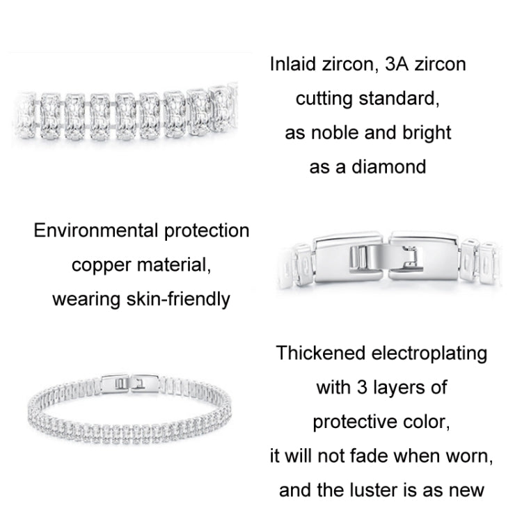 Sparkling Cubic Zirconia Bracelet Gold Plated Copper Jewelry, YIB055-17L, YIB055-19L, YIB055-17LCP, YIB055-19LCP, YIB055-17LVT, YIB055-19LVT