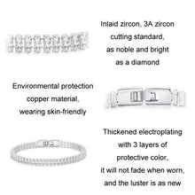 Load image into Gallery viewer, Sparkling Cubic Zirconia Bracelet Gold Plated Copper Jewelry, YIB055-17L, YIB055-19L, YIB055-17LCP, YIB055-19LCP, YIB055-17LVT, YIB055-19LVT