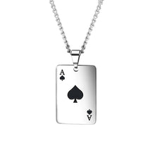 Load image into Gallery viewer, OPK 1542 Titanium Steel Men Necklace Personality Poker Pendant, Black With Chain, Red With Chain, Black Without Chain, Red Without Chain