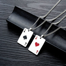 Load image into Gallery viewer, OPK 1542 Titanium Steel Men Necklace Personality Poker Pendant, Black With Chain, Red With Chain, Black Without Chain, Red Without Chain