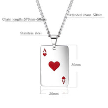 Load image into Gallery viewer, OPK 1542 Titanium Steel Men Necklace Personality Poker Pendant, Black With Chain, Red With Chain, Black Without Chain, Red Without Chain
