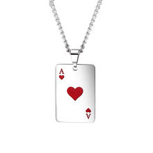 Load image into Gallery viewer, OPK 1542 Titanium Steel Men Necklace Personality Poker Pendant, Black With Chain, Red With Chain, Black Without Chain, Red Without Chain