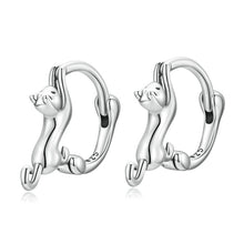 Load image into Gallery viewer, Sterling Silver S925 Diamond Stretch Cat Stretch Earrings, Size:, Small Platinum Plated, Large Platinum Plated, Large Gold Plated, Large Black Gold Plated, Large Rose Gold Plated