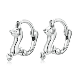Sterling Silver S925 Diamond Stretch Cat Stretch Earrings, Size:, Small Platinum Plated, Large Platinum Plated, Large Gold Plated, Large Black Gold Plated, Large Rose Gold Plated
