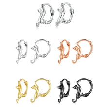 Load image into Gallery viewer, Sterling Silver S925 Diamond Stretch Cat Stretch Earrings, Size:, Small Platinum Plated, Large Platinum Plated, Large Gold Plated, Large Black Gold Plated, Large Rose Gold Plated