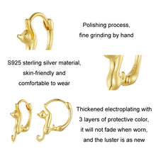 Load image into Gallery viewer, Sterling Silver S925 Diamond Stretch Cat Stretch Earrings, Size:, Small Platinum Plated, Large Platinum Plated, Large Gold Plated, Large Black Gold Plated, Large Rose Gold Plated
