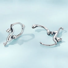Load image into Gallery viewer, Sterling Silver S925 Diamond Stretch Cat Stretch Earrings, Size:, Small Platinum Plated, Large Platinum Plated, Large Gold Plated, Large Black Gold Plated, Large Rose Gold Plated