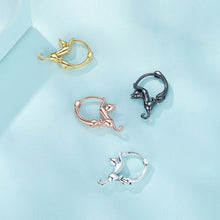 Load image into Gallery viewer, Sterling Silver S925 Diamond Stretch Cat Stretch Earrings, Size:, Small Platinum Plated, Large Platinum Plated, Large Gold Plated, Large Black Gold Plated, Large Rose Gold Plated