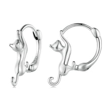 Load image into Gallery viewer, Sterling Silver S925 Diamond Stretch Cat Stretch Earrings, Size:, Small Platinum Plated, Large Platinum Plated, Large Gold Plated, Large Black Gold Plated, Large Rose Gold Plated