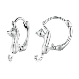 Sterling Silver S925 Diamond Stretch Cat Stretch Earrings, Size:, Small Platinum Plated, Large Platinum Plated, Large Gold Plated, Large Black Gold Plated, Large Rose Gold Plated