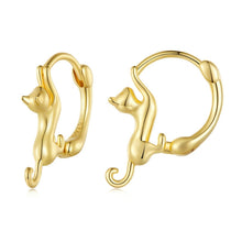 Load image into Gallery viewer, Sterling Silver S925 Diamond Stretch Cat Stretch Earrings, Size:, Small Platinum Plated, Large Platinum Plated, Large Gold Plated, Large Black Gold Plated, Large Rose Gold Plated