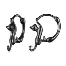 Load image into Gallery viewer, Sterling Silver S925 Diamond Stretch Cat Stretch Earrings, Size:, Small Platinum Plated, Large Platinum Plated, Large Gold Plated, Large Black Gold Plated, Large Rose Gold Plated