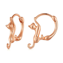 Load image into Gallery viewer, Sterling Silver S925 Diamond Stretch Cat Stretch Earrings, Size:, Small Platinum Plated, Large Platinum Plated, Large Gold Plated, Large Black Gold Plated, Large Rose Gold Plated