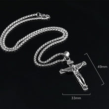 Load image into Gallery viewer, OPK 810 Retro Cross Frame Titanium Steel Men Pendant Necklace, [Gold Black Pendant, Steel Color+3x55cm Pearl Chain, Gold+3x55cm Pearl Chain, Gold Black+3x55cm Pearl Chain, Steel Color Pendant, Gold Pendant