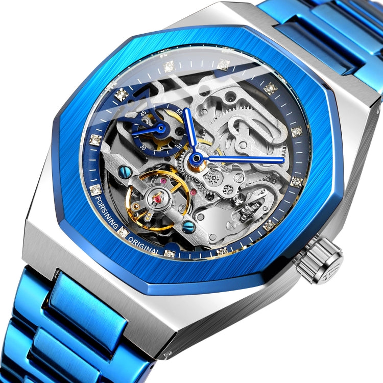 FORSINING F980 Luminous Three Eye Six Shot Weekly Steel Belt Men Fully Automatic Mechanical Watch