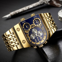 Load image into Gallery viewer, Oulm 9315 Multi Time Zone Large Dial Luminous Men Watch Steel Strap Casual Quartz Watch