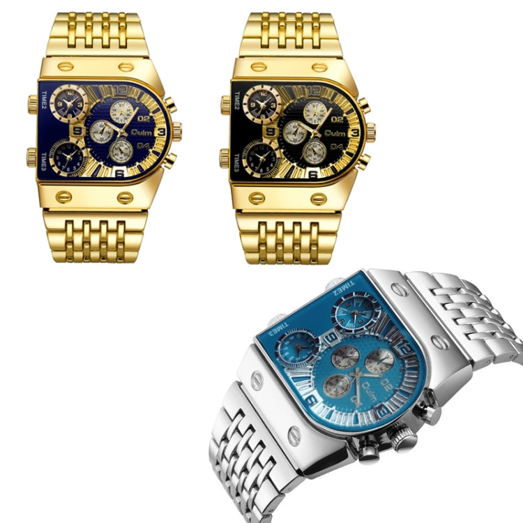 Oulm 9315 Multi Time Zone Large Dial Luminous Men Watch Steel Strap Casual Quartz Watch