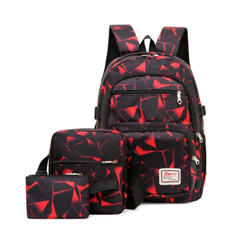 WA208 3 In 1 Diamond Print Canvas Backpack Shoulder Bag Student Schoolbag, 3 In 1 Grey, 3 In 1 Red, 3 In 1 Blue, 3 In 1 Rose Red