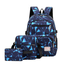 Load image into Gallery viewer, WA208 3 In 1 Diamond Print Canvas Backpack Shoulder Bag Student Schoolbag