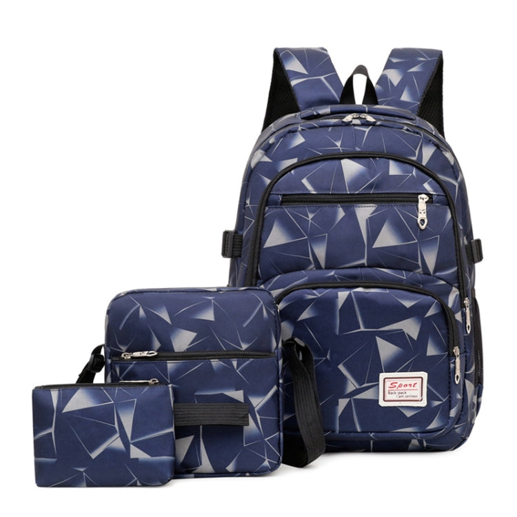 WA208 3 In 1 Diamond Print Canvas Backpack Shoulder Bag Student Schoolbag, 3 In 1 Grey, 3 In 1 Red, 3 In 1 Blue, 3 In 1 Rose Red