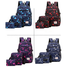 Load image into Gallery viewer, WA208 3 In 1 Diamond Print Canvas Backpack Shoulder Bag Student Schoolbag, 3 In 1 Grey, 3 In 1 Red, 3 In 1 Blue, 3 In 1 Rose Red