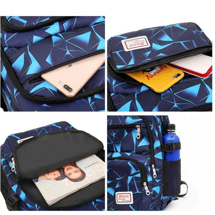 WA208 3 In 1 Diamond Print Canvas Backpack Shoulder Bag Student Schoolbag, 3 In 1 Grey, 3 In 1 Red, 3 In 1 Blue, 3 In 1 Rose Red