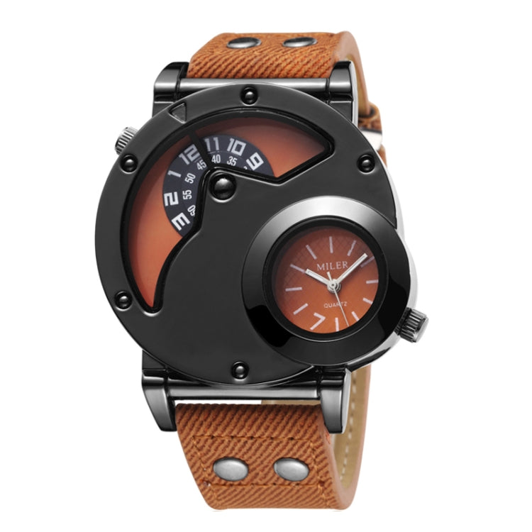 MILER Large Dial Dual Movement Canvas Band Men Wrist Watch
